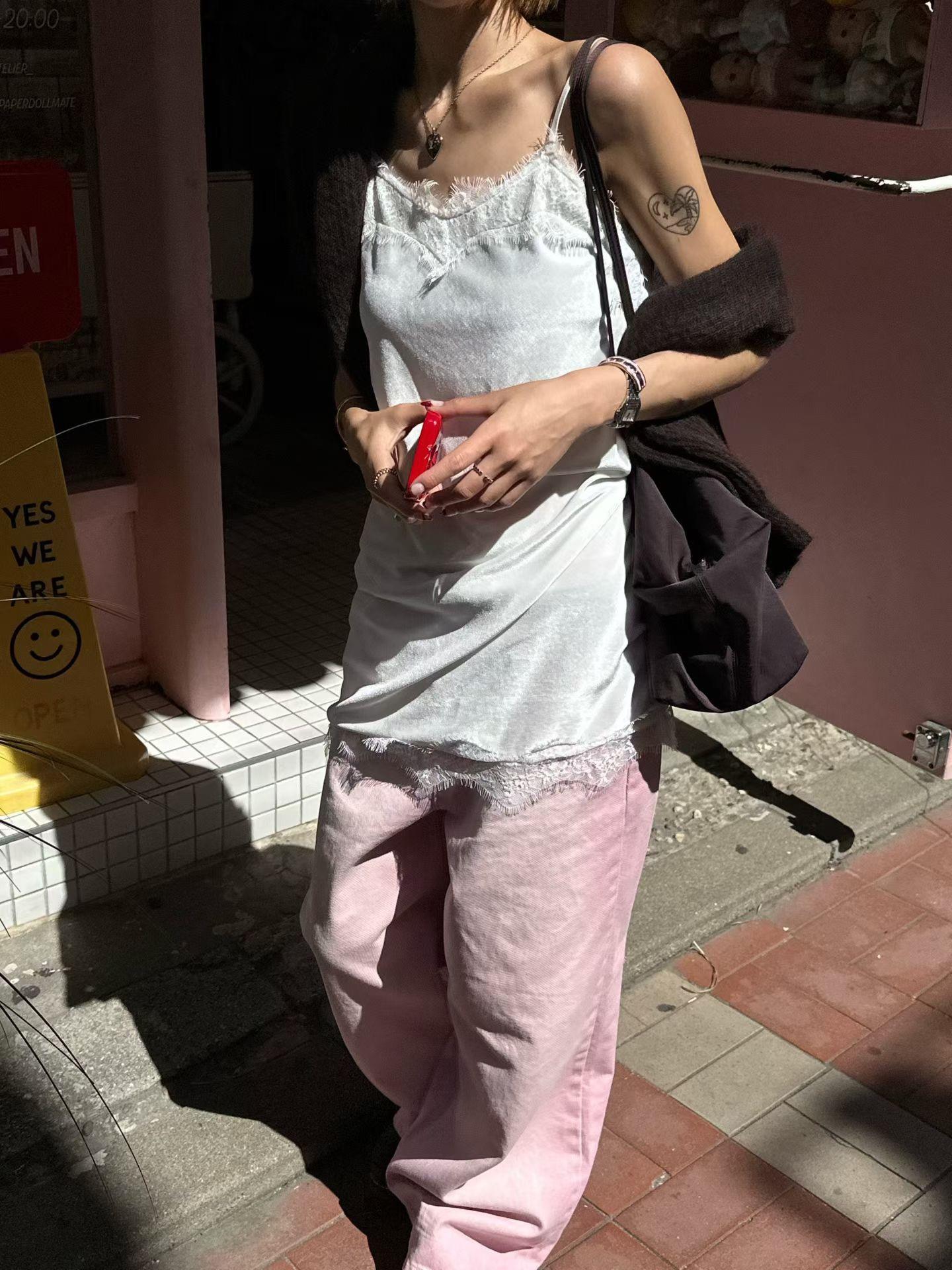 薄款天鵝絨蕾絲背心
